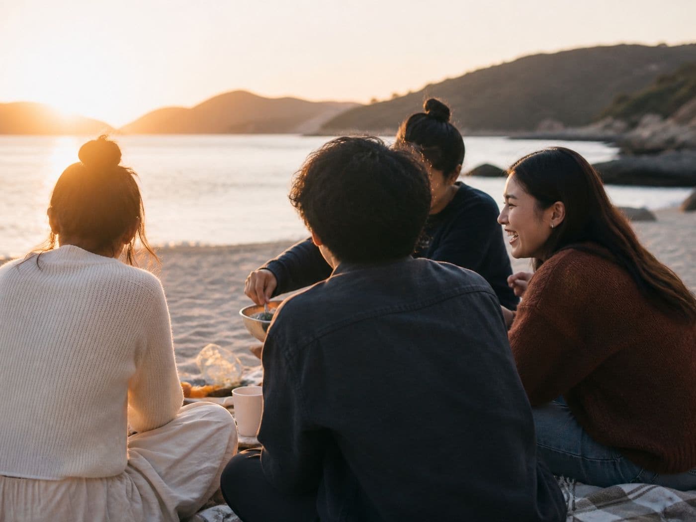 A team walking along a Hong Kong beach