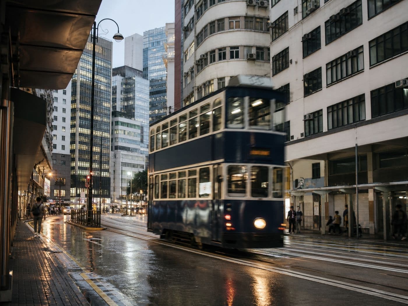 A Hong Kong tram passing through the city